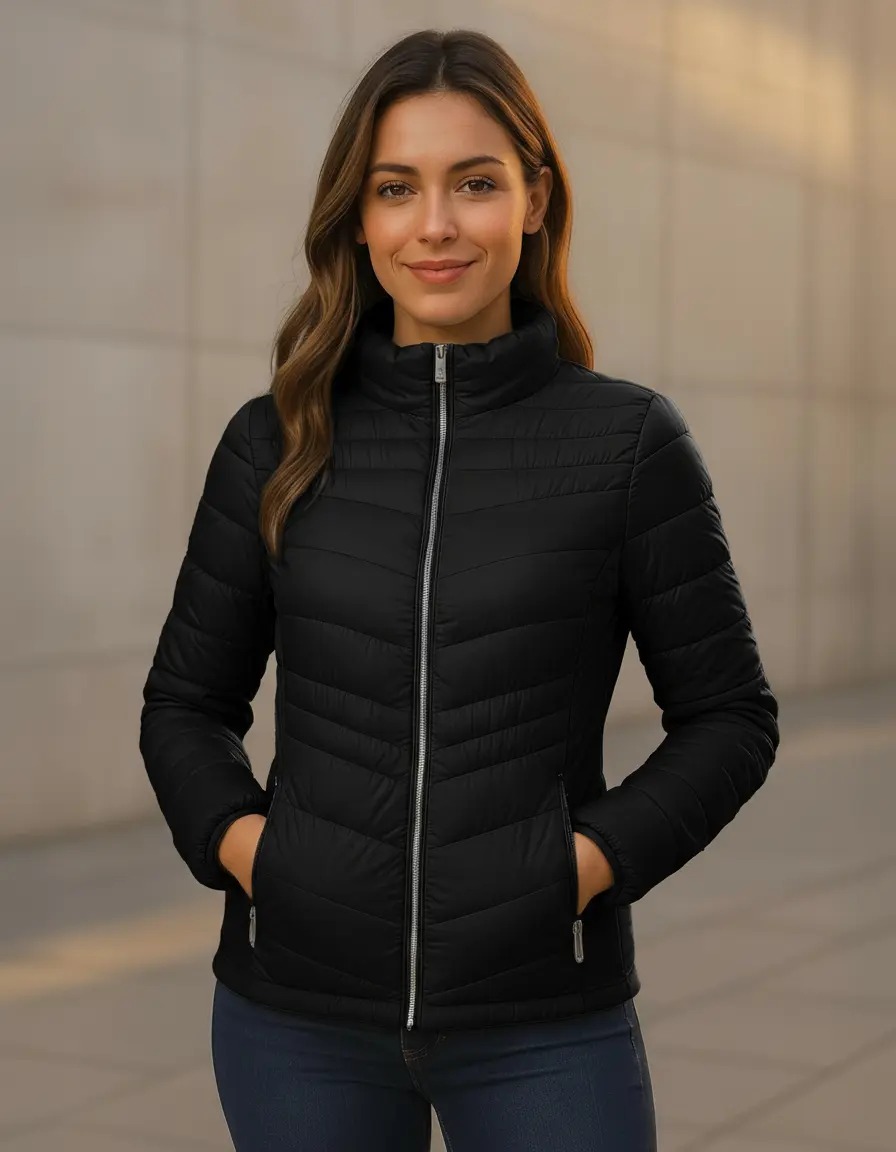 Chamarras Mujer Basica Acolchada Ligera Impermeable