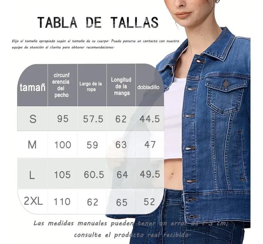 Chaqueta Mezclilla Dama Azul Básica Moda Manga Larga Casual - Image 3