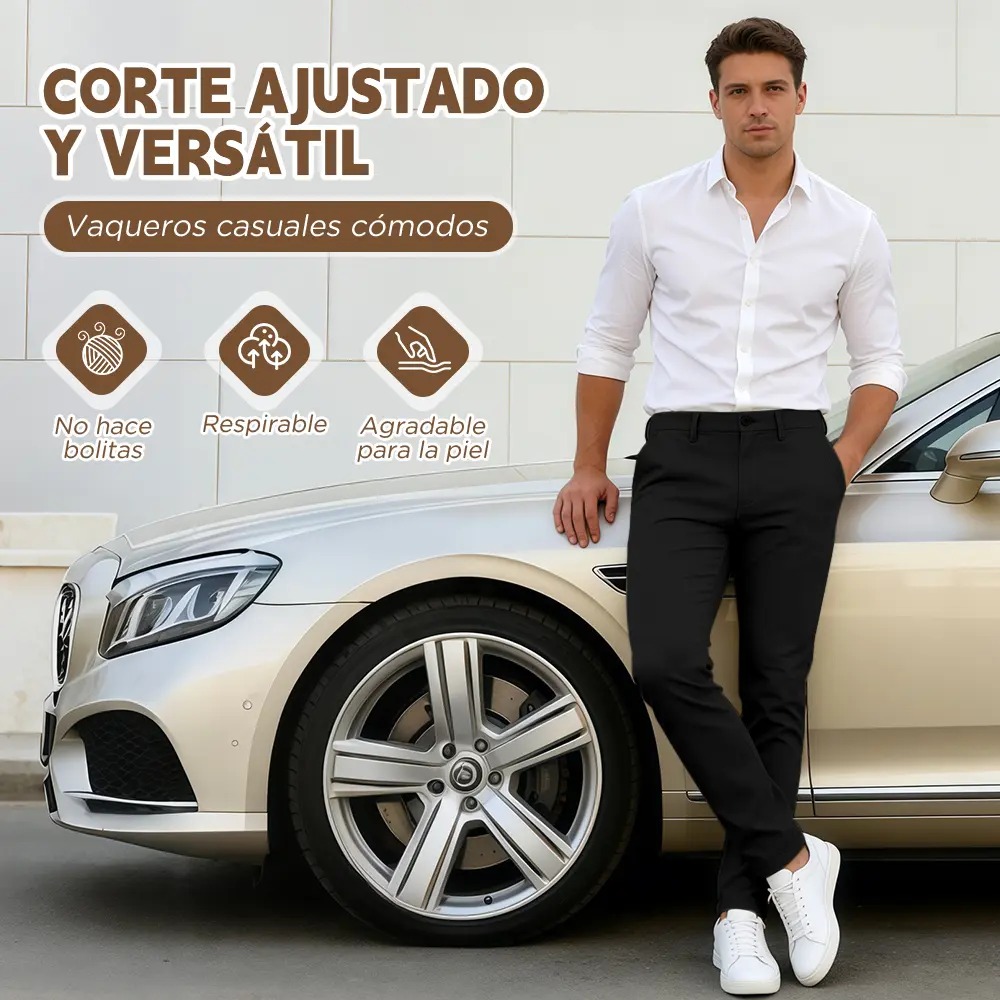 Pantalon Skinny De Gabardina Stretch Para Hombre Jeans - Image 2
