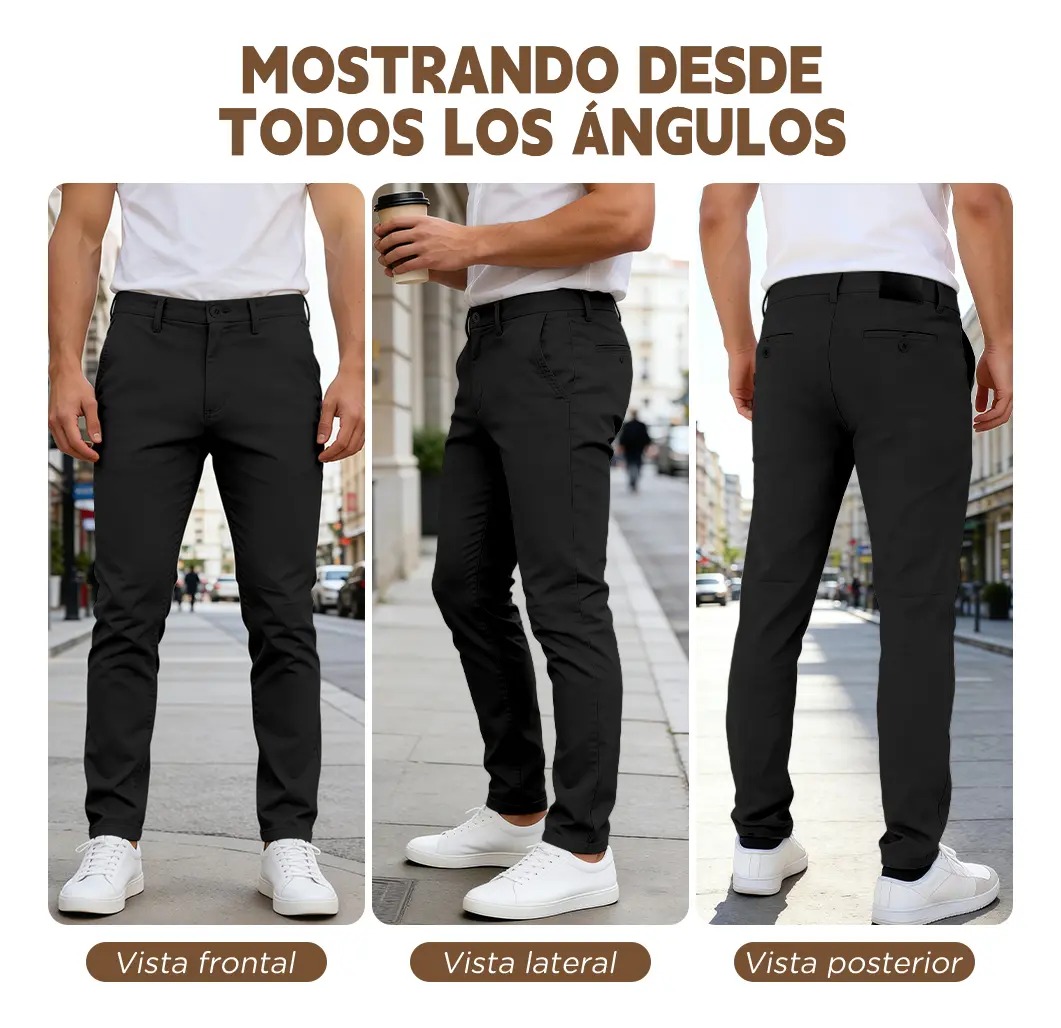 Pantalon Skinny De Gabardina Stretch Para Hombre Jeans - Image 4