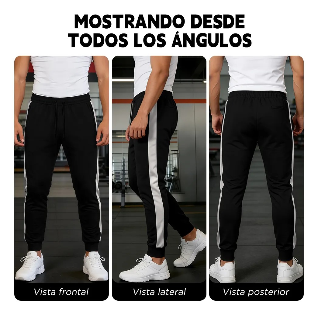 Pants Jogger Slim Fit Deportivo Gym Bolsas Con Cierre - Image 3